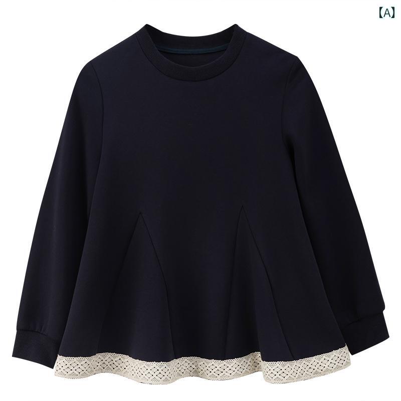 厚手 おしゃれ 秋冬スタイル トップス パンツ ストレート カジュアル トレーナー ネイビーブルー セッ..