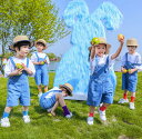 デニムサロペット 小学生 デニム 男 オールインワン 白Tシャツ オーバーオール サロペット 幼稚園 半ズボン 舞台演出服 ベビー服