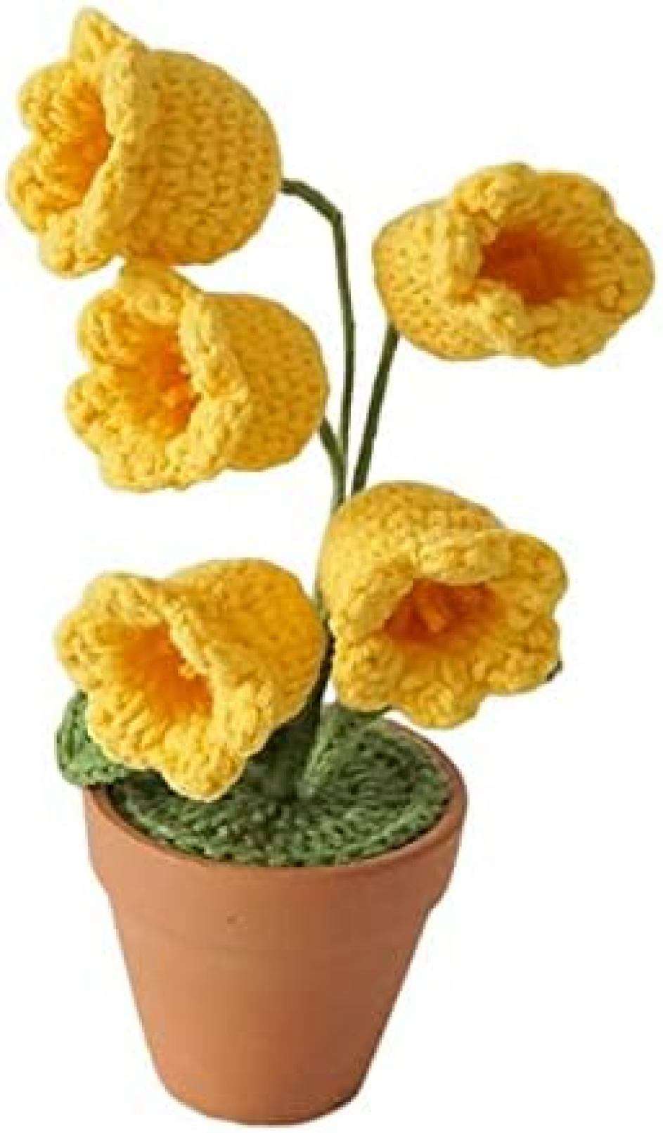 結婚式 花飾り 飾り付け かぎ針編み 大小 アクセサリー 心地いい感じ テーブルセンターピース 黄色 鉢植え