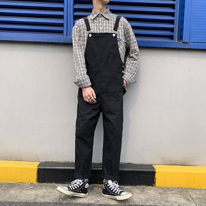 おしゃれ ゆったり デニム ロングパンツ つなぎ ストレート オーバーオール メンズ ベーシックオーバーオール デニムパンツ