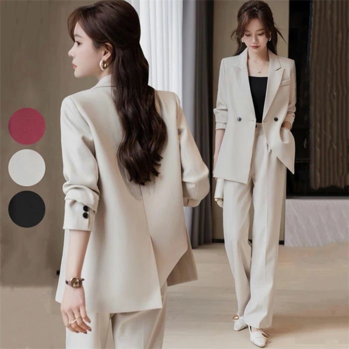 ロ 開襟 長袖 ジャケット 上下セット セットアップ 入学式 卒業式 ママスーツ フォーマルスーツ 秋 春 パンツスーツ レディース