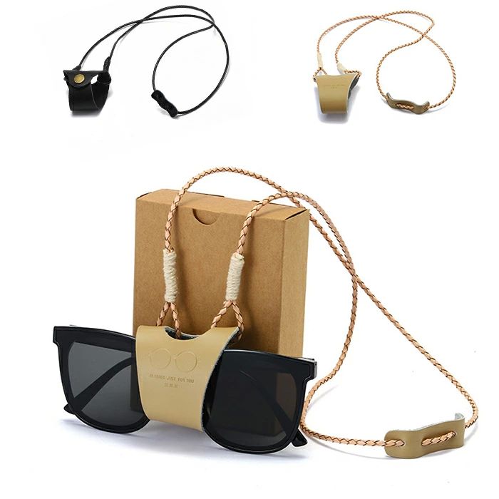 めがねコ サングラス メガネチェーン 眼鏡ストラップ 織り サングラス掛け レザーストラップ 革 ストラ..