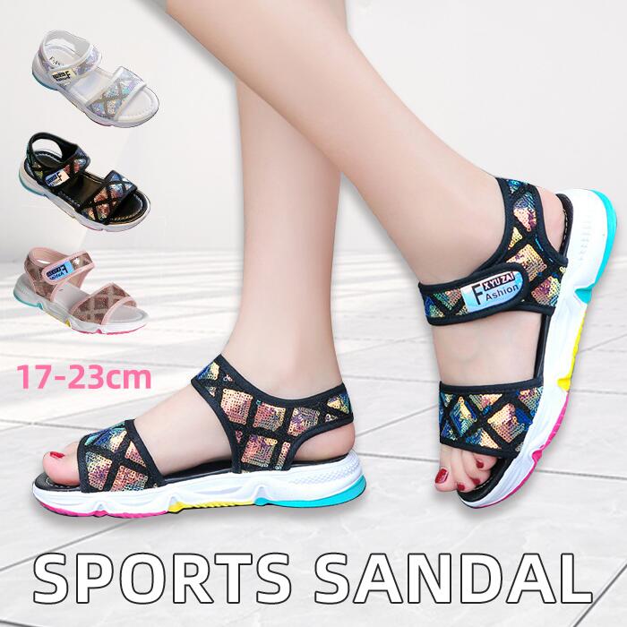 軽量サンダ スポーツサンダル かわいいスポサン サンダル可わいい キッズ靴 サンダル サンダルキラキラ キッズキラキラサンダル