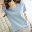 ゆっ 優しい 肌に シンプルで Tシャツ Vネック 2025夏 レディース 半袖 コットン シルケット カウント ..