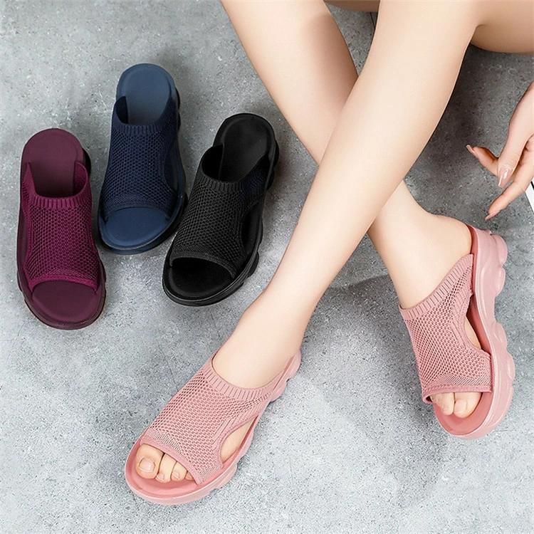 サンダル メッシュサンダル 室外 美脚 夏 レディース サンダル ヒール ウェッジソール ウエッ 柔らかい ビーチサンダル シンプル