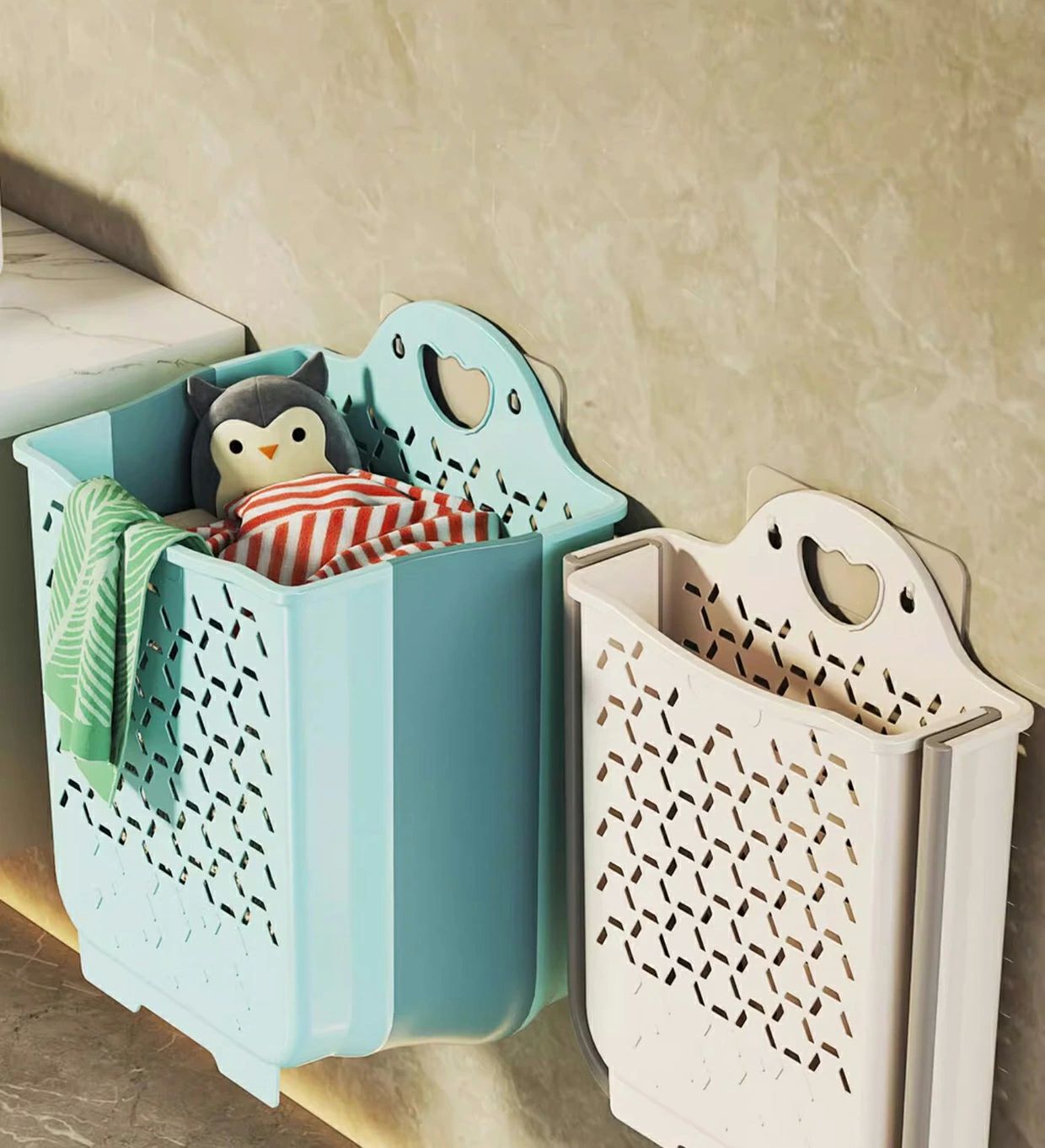 グレー 収納 軽量 省スペース スリム 洗濯かご 洗濯 持ち運び便利 かご壁掛け収納 ランドリー ランドリ..