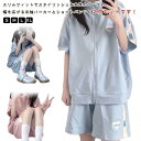 セ 服 地雷系 スポーツウェア パーカー 上下セット ショートパンツ 前開き パーカー スウェット 半袖 春夏 レディース ジャージ