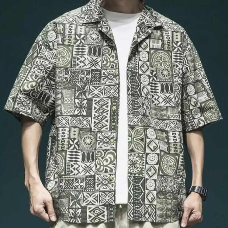 カジュアルシャ 和柄 柄シャツ 半袖シャツ 紳士服 五分袖 ハワイアン アロハシャツ 新生活 半袖シャツ メンズ カジュアルシャツ