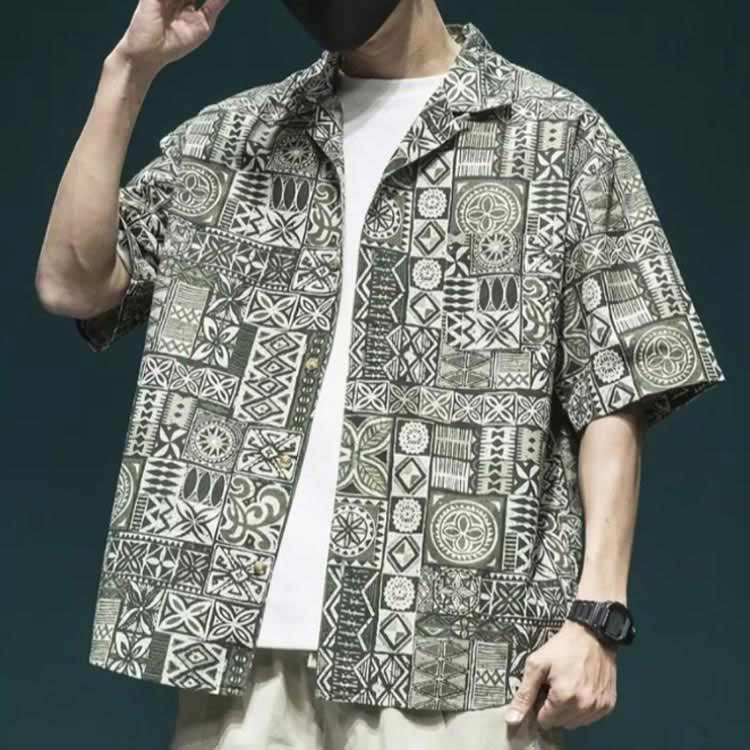 カジュアルシャ 和柄 柄シャツ 半袖シャツ 紳士服 五分袖 ハワイアン アロハシャツ 新生活 半袖シャツ メンズ カジュアルシャツ