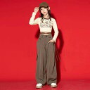 キッズダン ブラウンパンツ ヘソ出し ガールズ 上下セット チアガール 女の子 ダンスウェア 子供服 ヒップホップ 衣装 ダンス