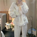レディース ルームウェア もこもこ パジャマ レディース ワンピース かわいい パジャマ 冬 長袖 結婚お祝い パジャマ ルームウェ