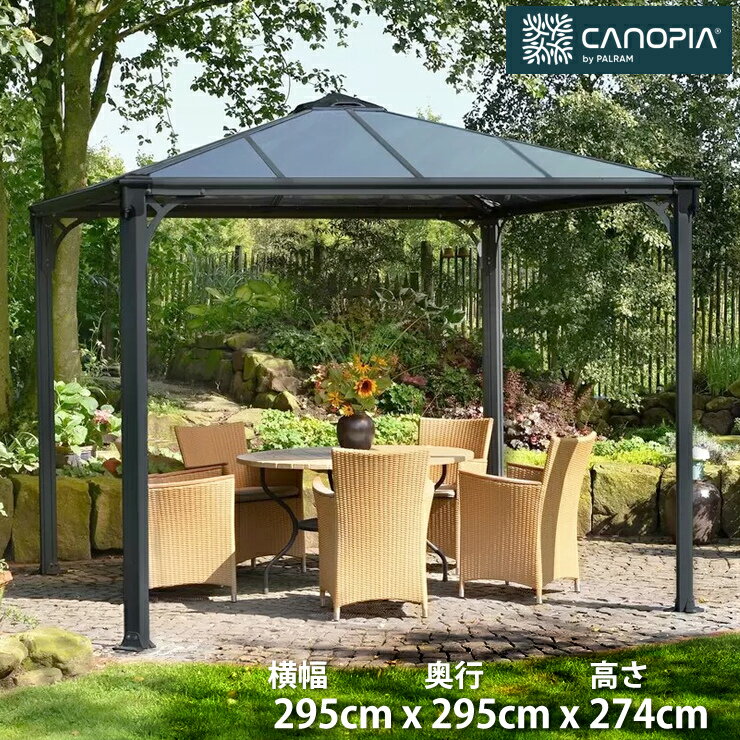 CANOPIA by PALRAM パルラム カノピア パレルモ 3000 10x10フィート 幅295cm 高さ274cm グレー ガーデンガゼボ アルミフレーム ポリカーボネート屋根 耐候性 高耐久 UVカット 防水 屋外パビリオン 庭用シェルター UVカット 耐候性 耐久性 防錆通気機能 カーテン対応 送料無料