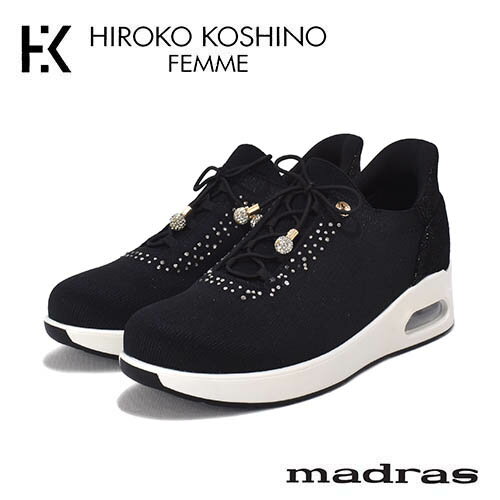 Rakuten - ヒロココシノ　マドラス社製　生地　ビジュー飾り　 厚底　スニーカー