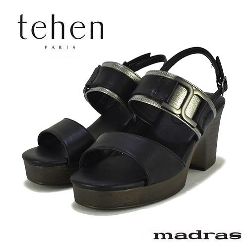 テーン　tehen　合皮　厚底　ウエッジソール　バックベルト　サンダル