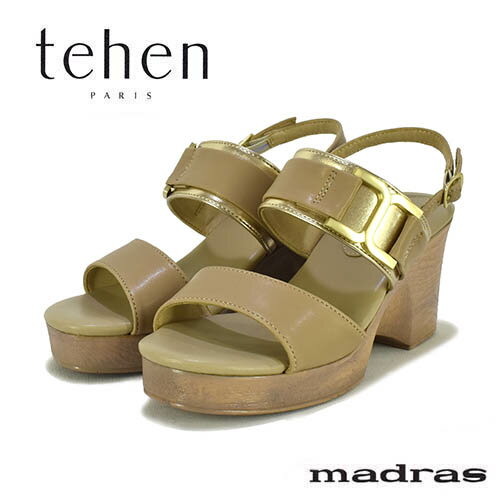 テーン　tehen　合皮　厚底　ウエッジソール　バックベルト　サンダル
