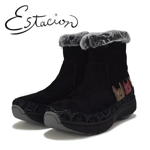 Rakuten - エスタシオン　Estacion　革（ヌバック）ボア付　ショートブーツ