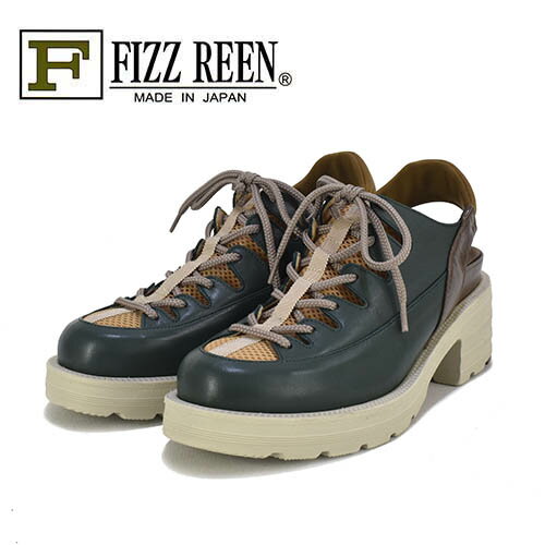 Rakuten - FIZZREEN　フィズリーン　革X生地　レースアップ　バックベルト　カジュアルシューズ
