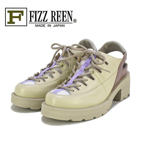 Rakuten - FIZZREEN　フィズリーン　革X生地　レースアップ　バックベルト　カジュアルシューズ