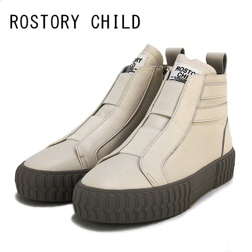 Rakuten - ROSTORY CHILD 　革　ゴムベルト　ハイカット　レザースニーカー