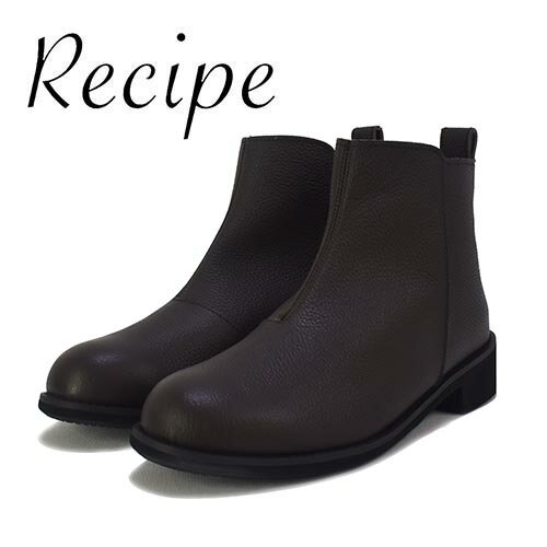 Rakuten - Recipe　レシピ　革　内ファスナー　シンプル　ショートブーツ