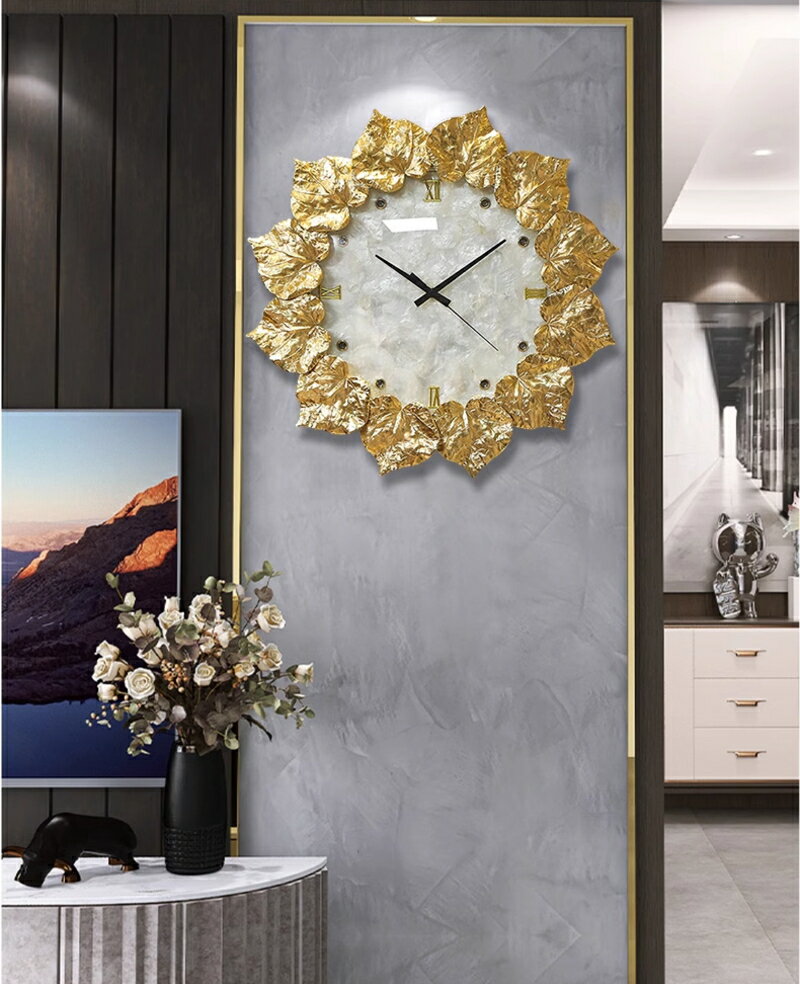 【クーポン10,000円OFF】【ポイント5倍】【送料無料 ※北海道・沖縄・離島除く 】 GMS03127 掛け時計 おしゃれ モダン ラグジュアリー エレガント 豪華 デザイン 銅製 ゴールドリーフ 金色 天然貝殻 シェル キラキラ 大きい 50cm 掛け時計 壁掛け時計 [2]