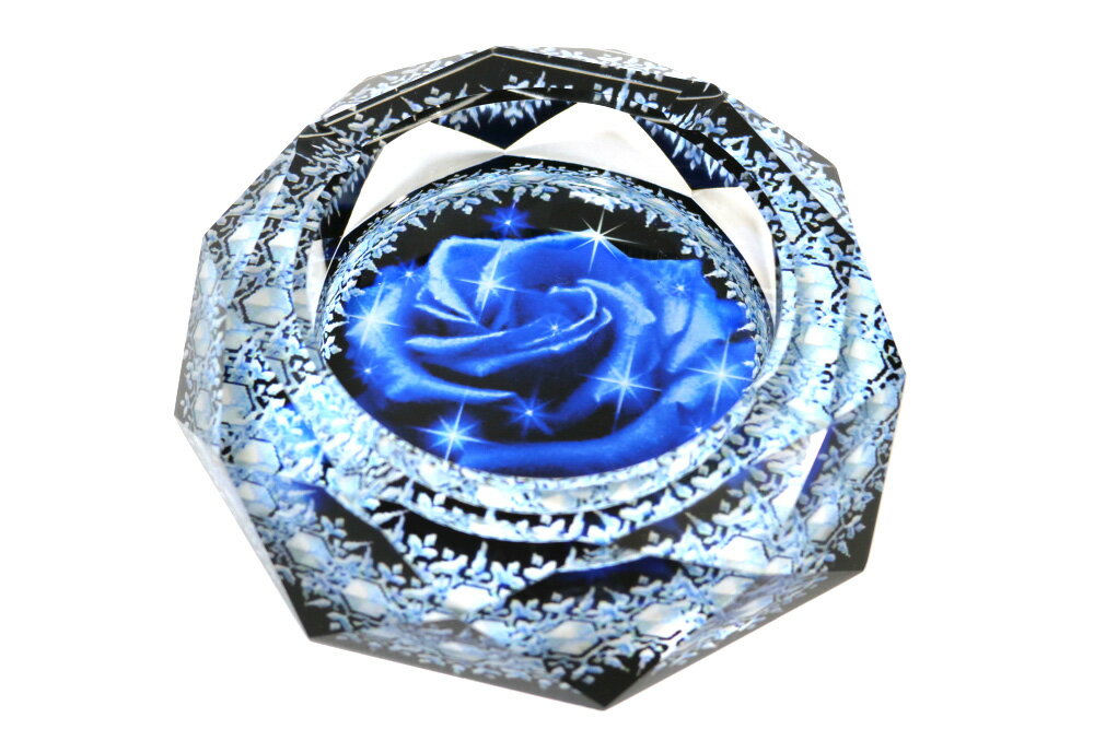 【ポイント5倍】【送料無料 ※北海道・沖縄・離島除く 】 GMS02650 G-HOUSE(ジーハウス) 高級 クリスタル ガラス製 灰皿 ブルー 15cm 【...