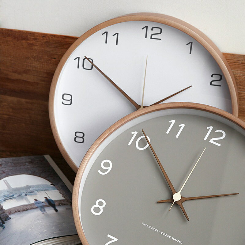  GMS02561 北欧 おしゃれ 掛け時計 木製 壁掛け ホワイト グレー ナチュラル