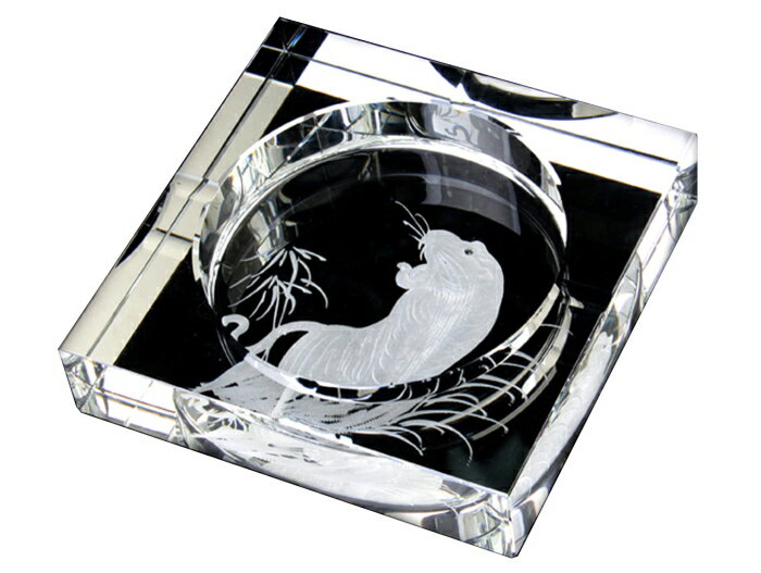 【ポイント5倍】【送料無料 ※北海道・沖縄・離島除く 】 GMS00471-T G-HOUSE(ジーハウス) 高級 クリスタル ガラス製 灰皿 彫刻 タイガー ...