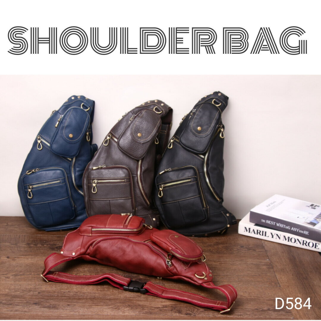 【D584】本革 nショルダーバッグ　レザーバッグ　ボディバッグ