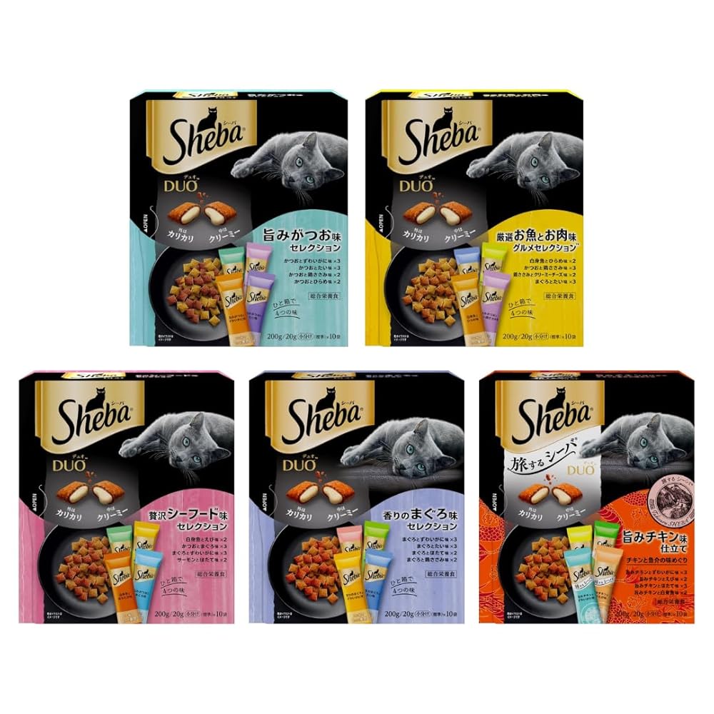 蟹肉棒 - 【人気セット】シーバ デュオ キャットフード 人気5種 お試しセット ドライフード 猫 防災 備蓄 成猫用 おやつ
