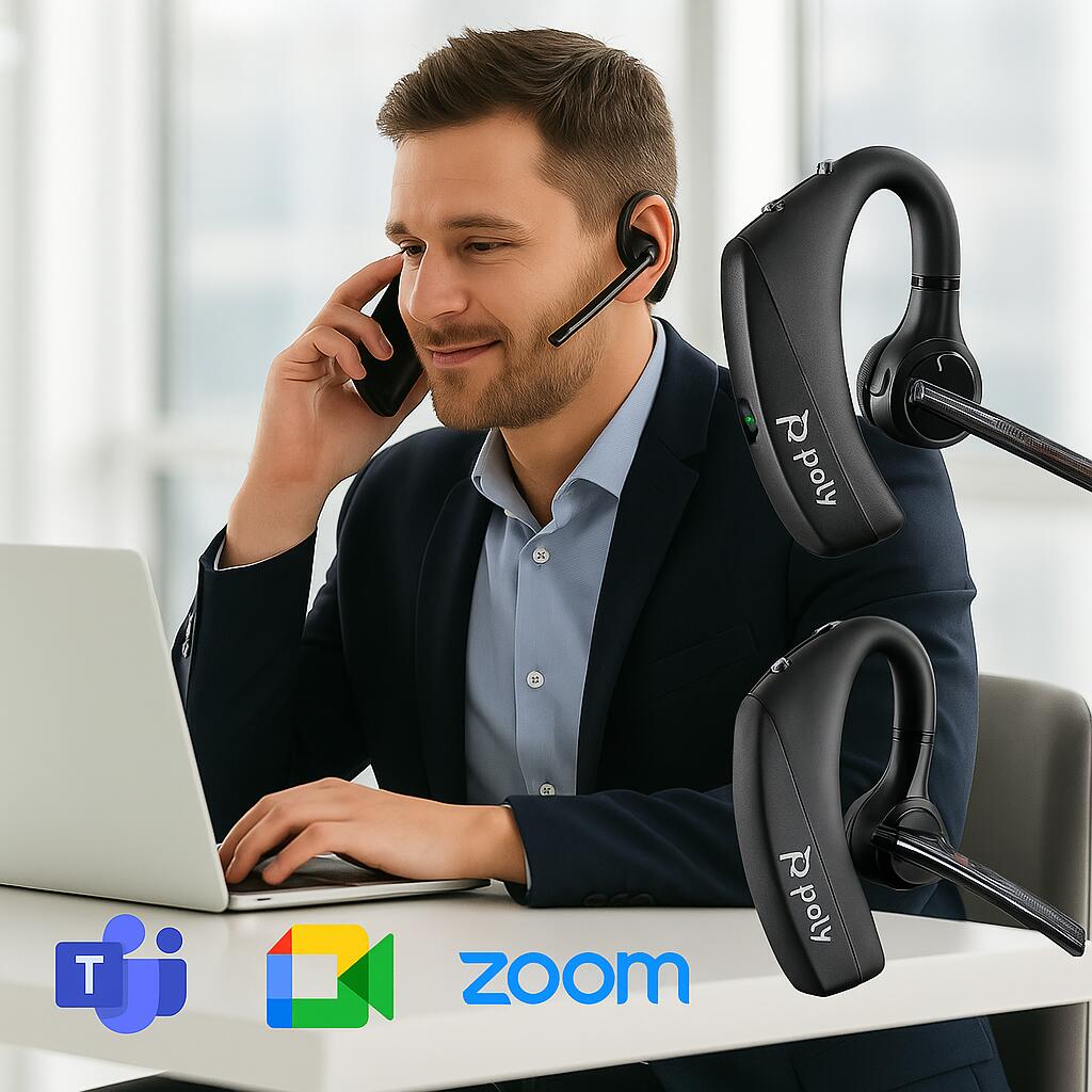 Poly Voyager 5200 ボイジャー ポリー Bluetooth ワイヤレス ヘッドセット Plantronics 片耳 充電ケース モノラルイヤホンタイプ ノイズキャンセリングマイク スマートフォン対応 国内正規品 ケース タイプC 軽量 zoom