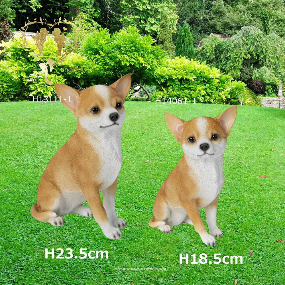 Rakuten - 【クーポンで11％OFF】犬置物チワワ 【お座りチワワ】送料無料 ドッグ置物　サイズちがいで選べます。犬 リビング おうち時間 大人かわいい雑貨　WooBia