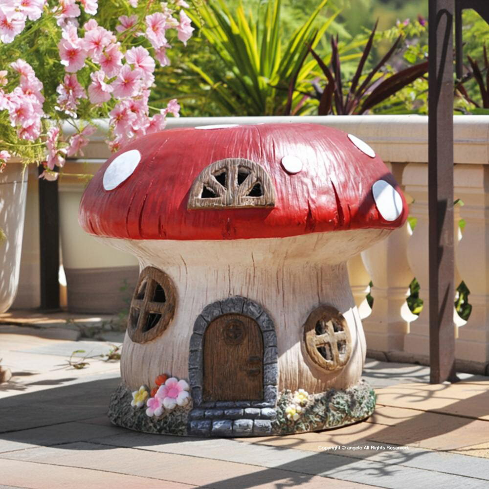 【クーポンで11％OFF】NEW ラージマッシュルームハウス ガーデニング雑貨 mushroom オーナメント H37 W42cm 置物 庭玄関 ハウス【送料無料】素材ファイバークレイでしっかり