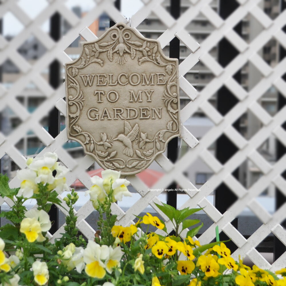 NEW　英国製 ストーン　壁掛　プレートB【ウエルカム29.5cm】ガーデニング雑貨 ヨーロッパ　庭 UK 玄関 イングリッシュ 英国雑貨 　アンティーク【送料無料】のサムネイル