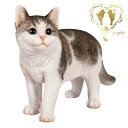 送料無料 【歩くサバトラ白猫】 CAT 本物そっくり 玄関 ガーデン 雑貨 オーナメント おしゃれ置物 樹脂 お出迎え おうち時間 WooBia