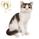 送料無料 【お座りサバトラ白猫(中)】 CAT リビング、 玄関 ガーデン 雑貨 オーナメント おしゃれ置物 樹脂 お出迎え おうち時間 WooBia