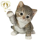 【猫パンチサバトラ白猫】 CAT リビング、 玄関 ガーデン 雑貨 オーナメント おしゃれ置物 樹脂 お出迎え おうち時間 WooBia