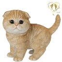 送料無料 【左向きスコティッシュフォールドたれ耳 茶】 CAT リビング 玄関 ガーデン 雑貨 オーナメント おしゃれ置物 樹脂 お出迎え おうち時間 WooBia