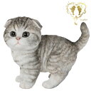 送料無料 【左向きスコティッシュフォールドたれ耳 グレー】 CAT リビング 玄関 ガーデン 雑貨 オーナメント おしゃれ置物 樹脂 お出迎え おうち時間 WooBia