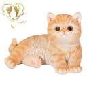 送料無料 【横向き茶トラ白猫】CAT リビング 玄関 ガーデン 雑貨 オーナメント おしゃれ置物 樹脂 お出迎え おうち時間 WooBia