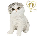 送料無料 【お座りスコティッシュフォールドたれ耳 グレー】 CAT リビング 玄関 ガーデン 雑貨 オーナメント おしゃれ置物 樹脂 お出迎え おうち時間 W...