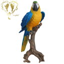 送料無料 大きな【切り株にとまるコンゴウインコ ブルー (特大)】鳥置物 玄関 ガーデニング ガーデン 雑貨 オーナメント おしゃれ 置物 ギフト対応 あす楽 おうち時間 大人かわいい雑貨 Woobia
