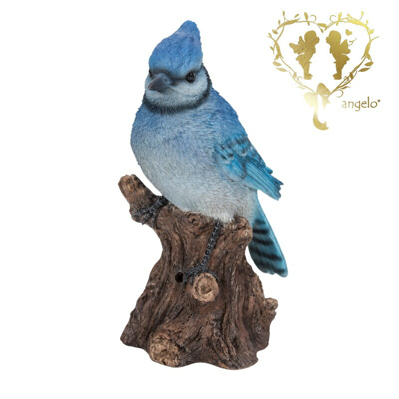 送料無料　【切り株に乗るアオカケス】カケス　鳥置物 玄関 ガーデニング ガーデン 雑貨 オーナメント おしゃれ 置物 ギフト対応 あす楽 おうち時間 大人かわいい雑貨 Woobia