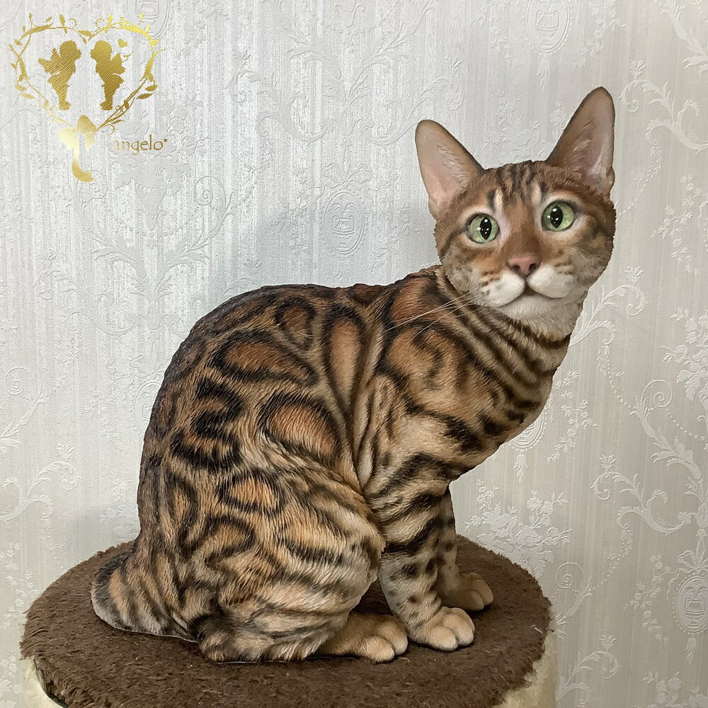 大きなサイズ高さ30cm【ベンガル猫】 ハイエンドキャット　送料無料 　CAT　本物そっくり 玄関 ガーデン 雑貨 オーナメント おしゃれ置物 樹脂 お出迎え おうち時間 WooBiaのサムネイル