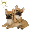 【送料無料】【2匹フレンチ・ブルドッグ】 本物そっくり 犬 ドッグ 置物 ガーデニング エントランス リビング おしゃれ インテリア置物 ウエルカム お出迎え ...