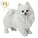 【右向きポメラニアン シロ】 本物そっくり 犬 ドッグ 置物 ガーデニング エントランス リビング おしゃれ インテリア置物 ウエルカム お出迎え Woobia