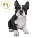 【頭を上げる黒白フレンチ・ブルドッグ】 本物そっくり 庭 玄関【犬置物】 ガーデン 雑貨 オーナメント おしゃれ置物 樹脂 お出迎え おうち時間 Woobia