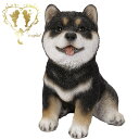 送料無料 犬の置物【左向き座り子黒柴犬】 ドッグ【ガーデニング雑貨】本物そっくり 庭 玄関【犬置物】柴犬 ガーデン 雑貨 オーナメント おしゃれ置物 樹脂 お出迎え おうち時間 WooBia