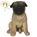 送料無料 犬の置物【お座りパグ】 ドッグ【ガーデニング雑貨】本物そっくり 庭 玄関【犬置物】パグ ガーデン 雑貨 オーナメント おしゃれ置物 樹脂 お出迎え おうち時間 WooBia
