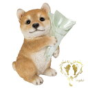 【ブーケを持つ柴犬 一輪挿し】 リビング【犬置物】ガーデン 雑貨 オーナメント おしゃれ置物 樹脂 お出迎え おうち時間 WooBia